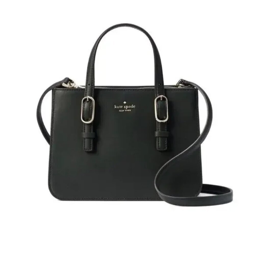Kate Spade Connie Small Triple Gusset Satchel Top Handle Bag Black Leather EUC